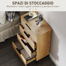 Cassettiera 4 Cassetti Antiribaltamento 62x35x105 cm in Legno e Metallo Marrone scuro   