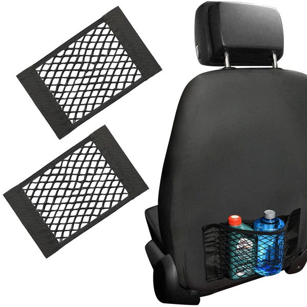2x Tasca Portaoggetti Sedile Auto 40x25cm Rete Elastica Flessibile a Strappo acquista