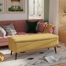 Panca Fondo Letto Contenitore 101x38,5x44,5 cm Rivestimento in Poliestere Giallo   