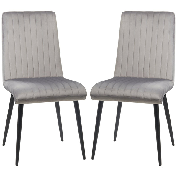 online Set 2 Sedie Imbottite 43x58x90 cm in Tessuto Grigio e Nero