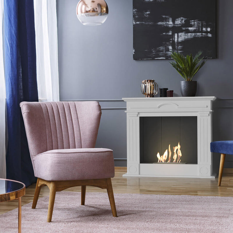 Camino a Bioetanolo da Pavimento 95x28x87 cm Flig San Jose Light Bianco