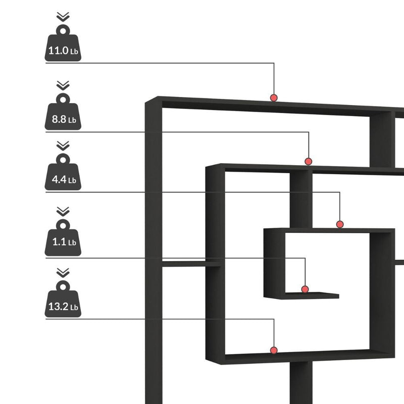 Libreria Moderna 129x125x22 cm in MDF Labirent Light Mocha