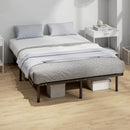 Letto Matrimoniale Industriale 190x140x31 cm a 28 Doghe con Spazio Contenitore in Legno e Acciaio Nero e Legno      