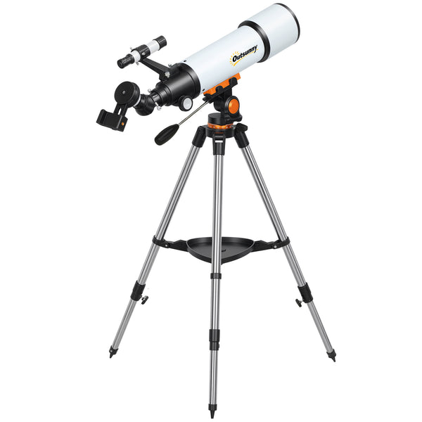 online Telescopio Astronomico 80mm con Montatura AZ, 2 Lenti Oculari e Adattatore Smartphone, 92x92x130 cm, Bianco e Nero