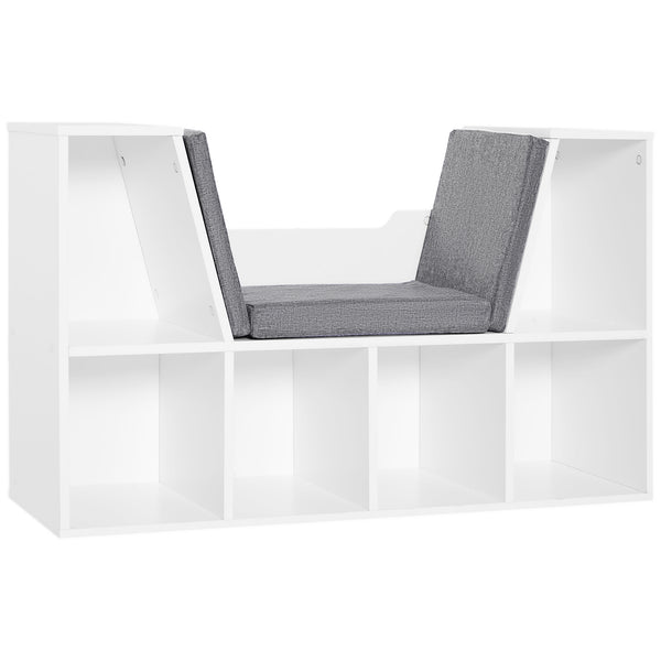 Mobile Libreria 102x30x61 cm a 6 Sezioni Seduta con Cuscini Morbidi in Legno Spugna e Poliestere Bianco prezzo