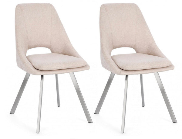 sconto Set 2 Sedie 45x49,5x85 cm Kashar in Tessuto Beige