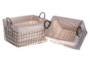 Set 2 Cesti in Tessuto e Rete Metallica con Manici Larghezza 45 cm