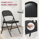 Set 2 Sedie Pieghevoli Imbottite 45x46x78 cm in Finta Pelle PU e Metallo Nero      