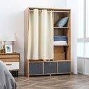 Armadio Guardaroba con Appendiabiti 105x48x160 cm 3 Cassetti in Poliestere e 3 Ripiani in Truciolato  color Legno