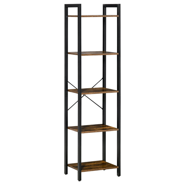 Bücherregal 5 Regale 40 x 30 x 154 cm aus rustikalem braunem Holz und Stahl sconto