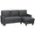 Divano Letto 3 Posti 197x129x85 cm con Chaise e Spazio Contenitore in Tessuto Effetto Lino Grigio Carbone