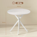 Tavolo da Pranzo Rotondo Stile Industriale Ø80x75 cm con Gambe a Croce in Acciaio Bianco      