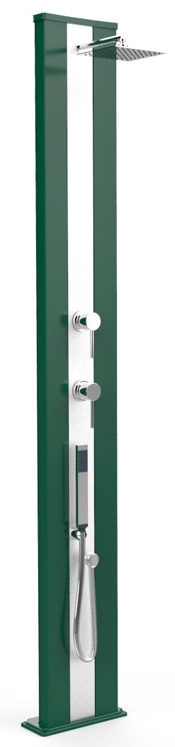sconto Doccia Solare da Esterno Giardino 40L Miscelatore e Doccetta Mobile Arkema Dada S Fascia Inox Verde