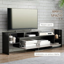 Mobile TV 153,6x25x42 cm con Mensola a Muro Ripiani Aperti e Armadietto in Legno Ingegnerizzato Nero e Marrone Scuro      
