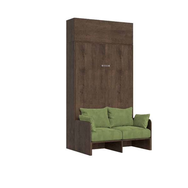 Letto Matrimoniale Francese A Scomparsa 140 Kentaro Con Divano E Pensile Noce e Verde prezzo