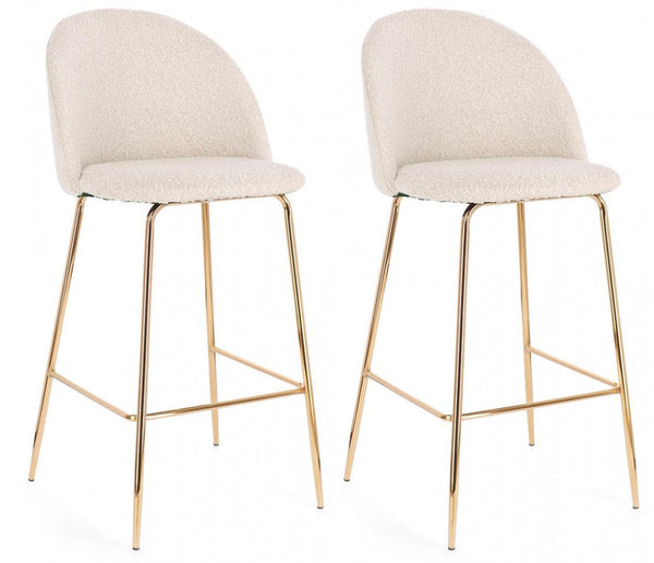 Set 2 Sgabelli 51x55x105 cm Carry in Bouclè Oro e Avorio sconto