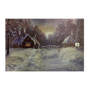 Quadro con led legno case innevate multicolor rettangolare cm 60x40xh1,8