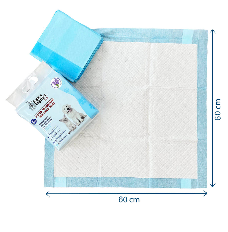 Set 10 Tappetini Assorbenti Profumo Lavanda 60x60 cm in Poliestere Bianco/Azzurro