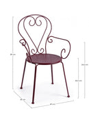 Sedia con Braccioli Etienne Bordeaux in Metallo