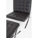 Set Poltrona e Pouf Barcelona in Acciaio Cromato Rivestimento in Similpelle Nero