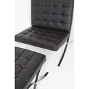 Set Poltrona e Pouf Barcelona in Acciaio Cromato Rivestimento in Similpelle Nero
