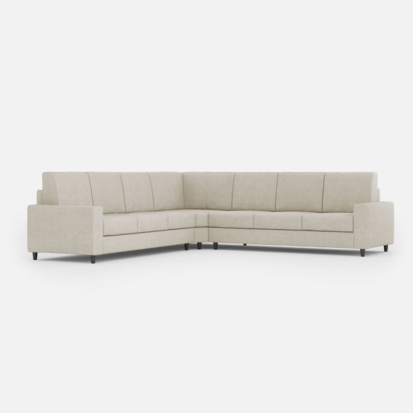 Divano Angolare 7 Posti 286x286x85 cm Sakar in Tessuto Latte sconto