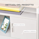Mobile TV 3 Scomparti 2 Ante 105x40x52 cm per TV fino a 42" in Truciolato Bianco e Legno