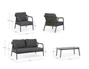 Set 4 Pezzi Salotto da Giardino con Divano 2 Poltrone e Tavolino in Alluminio Corda Poliestere e Pietra Sinterizzata Miravet Antracite e Verde