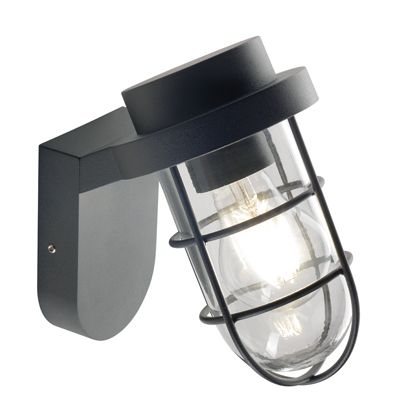 sconto Niedrige Außenwandleuchte E27 aus schwarzem Sovil-Aluminium