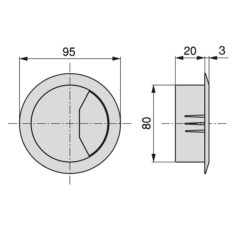 Set di 4 Passacavi da Incasso Ø8 cm in Plastica Emuca Neri