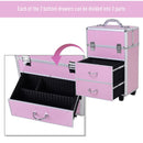 Trolley per Estetista Make Up Trucchi 36x23x58-103 cm in Alluminio Rosa