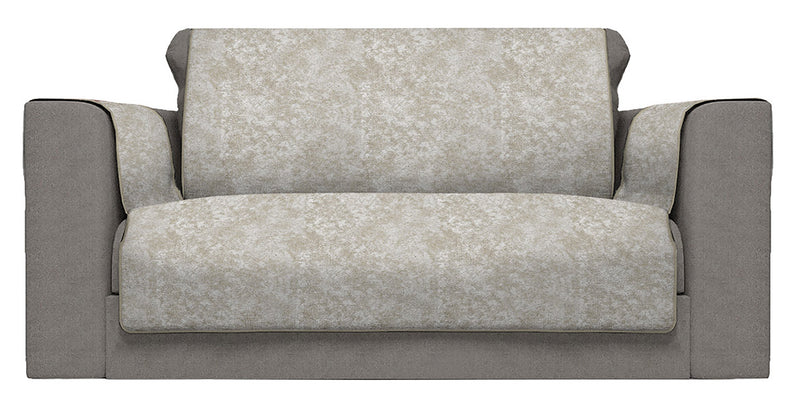 Copridivano con Copri Braccioli Seduta 125 cm in Poliestere e Cotone Beige