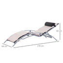 Lettino Chaise Longue da Giardino da Giardino Poltrona Relax Reclinabile in Alluminio 170x64x80 cm 