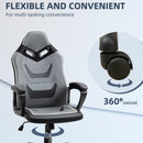 Sedia da Gaming 60x63x113-125 cm in Similpelle Grigia e Nera