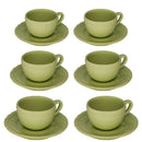 Set 6 Tazzine da Caffè con Piattino Ø7,5xh5 cm in Gres Porcellanato Juliet Verde Pastello