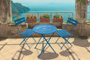 Set da Giardino Pieghevole in Ferro con Tavolo e 2 Sedie Soriani Bistrot Blu