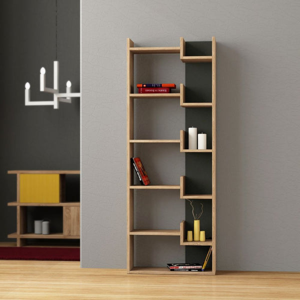 Libreria 11 Ripiani 22x69x162,5 cm in MDF Oppa Rovere e Antracite prezzo