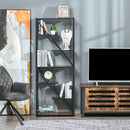 Libreria a Muro 6 Ripiani 64x30x165 cm in Truciolare e Metallo Marrone e Nero