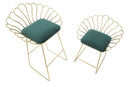 Sgabello Glam Flower Rosa Coppia 57x52x94-56x48x72,50 cm in Ferro Poliestere e Spugna Verde e Oro