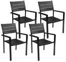 Set 4 Sedie da Giardino 58x55,5x88,5 cm in Polietilene e Metallo Nero