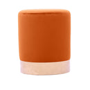Pouf Ø33x39 cm con placca dorata e velluto arancio