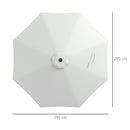 Telo per Ombrellone da Ø295 cm 8 Stecche Palo Centrale o Laterale Resistente all'Acqua Bianco  