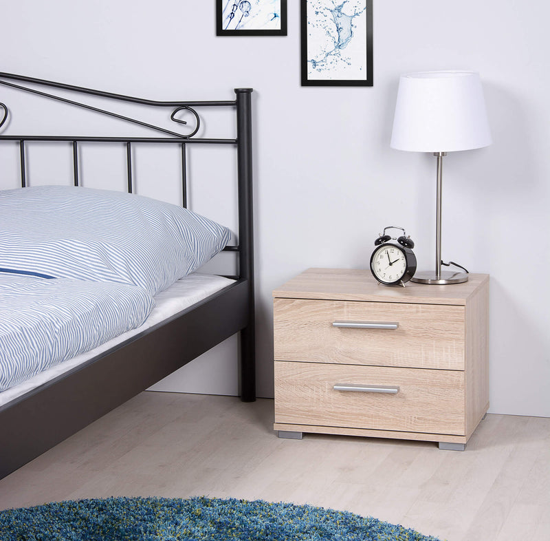 Comodino 2 Cassetti in Truciolato Fumer Frida Rovere