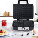 Piastra per Waffle Cialde Potenza 1000W Manici Termici e Rivestimento Antiaderente nero      