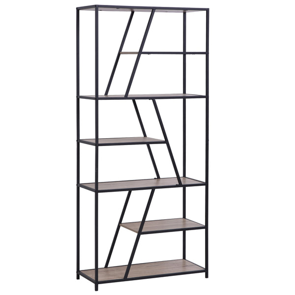 Bücherregal 9 Regale 80x33x180 cm aus Holz und schwarzem Metall prezzo