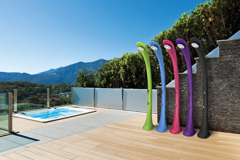 Doccia Solare da Giardino 32L Miscelatore e Lavapiedi Viola