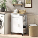 Carrello da Cucina 62x40x87 cm con Cassetto Armadietto Portasciugamani e 3 Portaspezie in Legno Bianco      