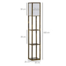 Lampada da Terra Attacco E27 Potenza 40W con Mensole in MDF Colore Legno  