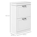 Scarpiera Salvaspazio Design Moderno 2 Cassetti Ribaltabili 54x24x82,5 cm Bianco 