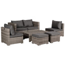 Set Salotto da Giardino in Polyrattan Divano 2 Poltrone  Kore Grey Grigio
